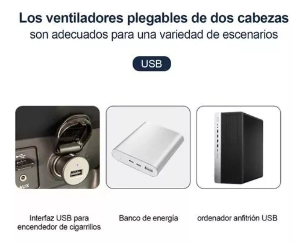 Ventilador Automovil Usb Doble Cabezal